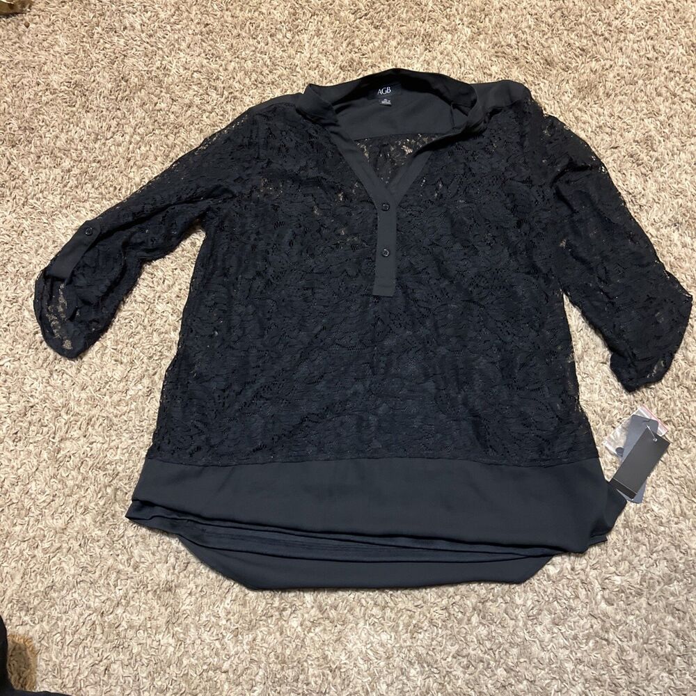 AGB Women’s Black Blouse XL NEW